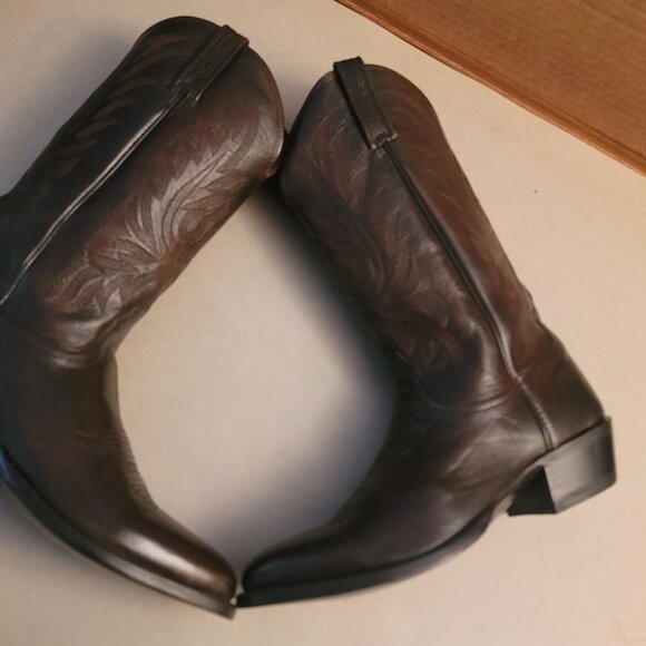 LUCCHESE Carson M1023 J4 Dark Brown Calf Skin Cowboy Western Boots Men's SZ 9.5D - Picture 12 of 15